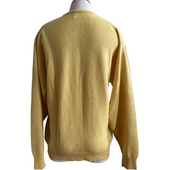 90s LYLE & SCOTT Yellow V-Neck 100% Wool Scottish Oversized Sweater - Picture 12 of 14